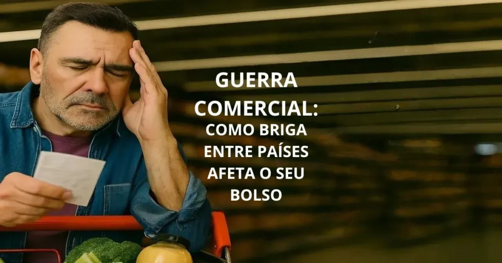 homem preocupado analisando recibo de compras no supermercado