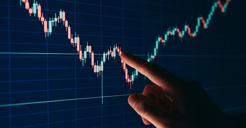 gráfico financeiro com tendência de alta sendo analisado por investidor na Bolsa de Valores brasileira