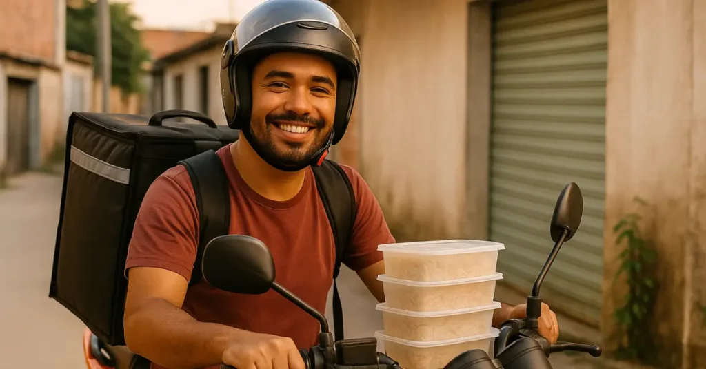 motoboy fazendo renda extra com entrega de marmitas